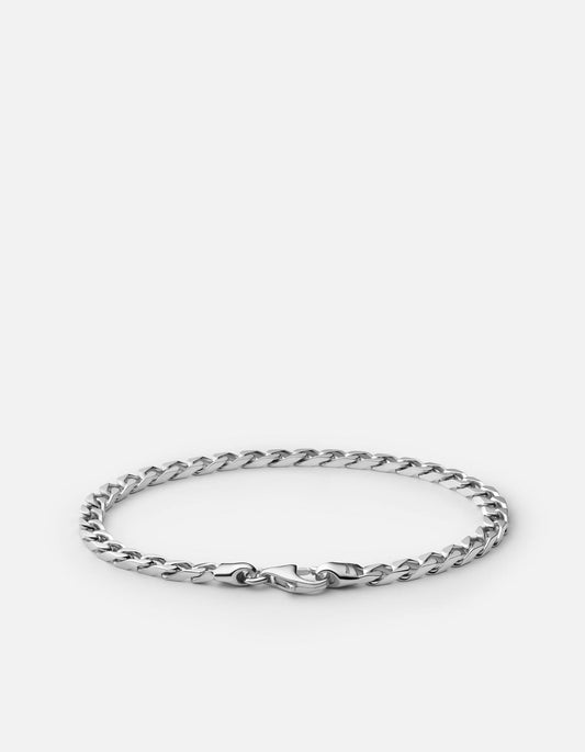 4mm Cuban Curb Chain Bracelet, Sterling Silver