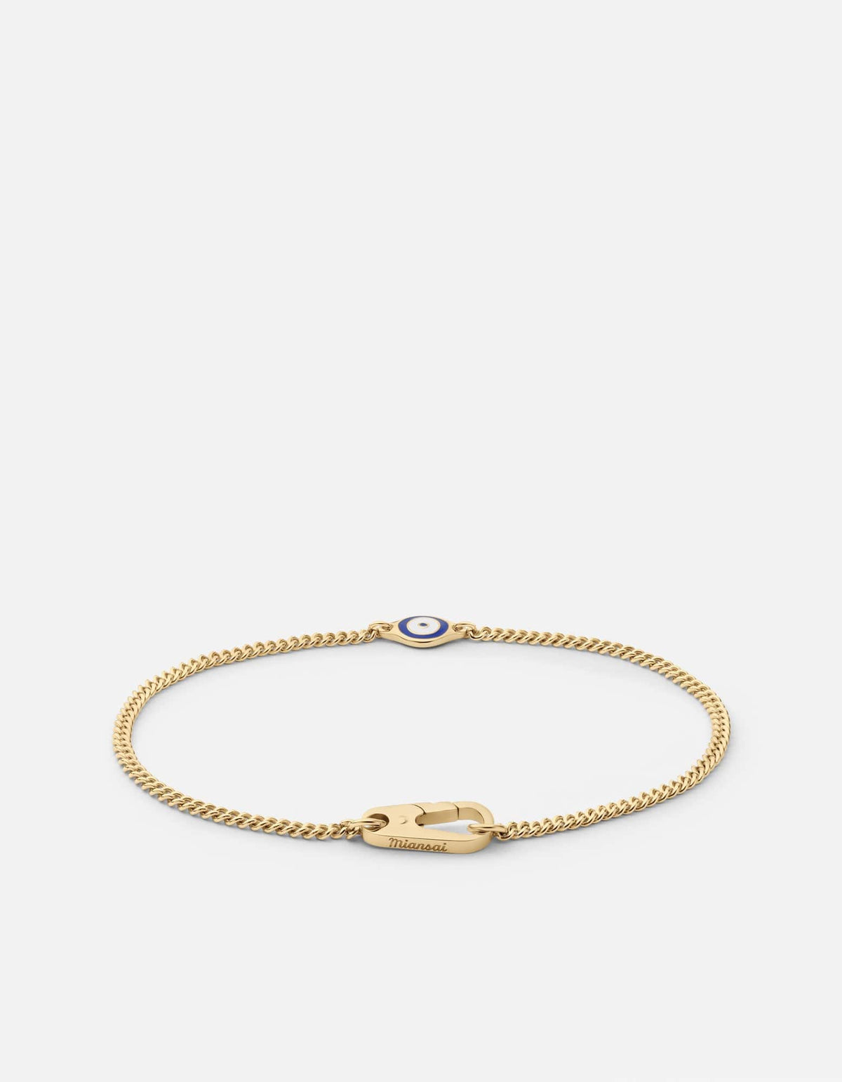 Single Evil Eye Chain Bracelet, Gold Vermeil / Blue
