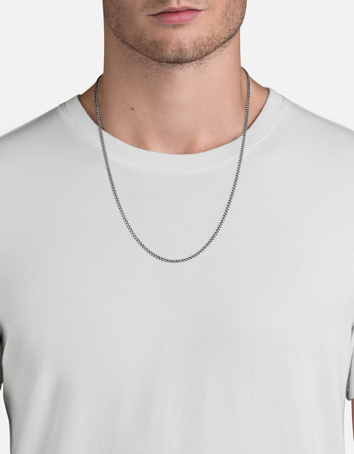 3mm Cuban Curb Chain Necklace, Sterling Silver