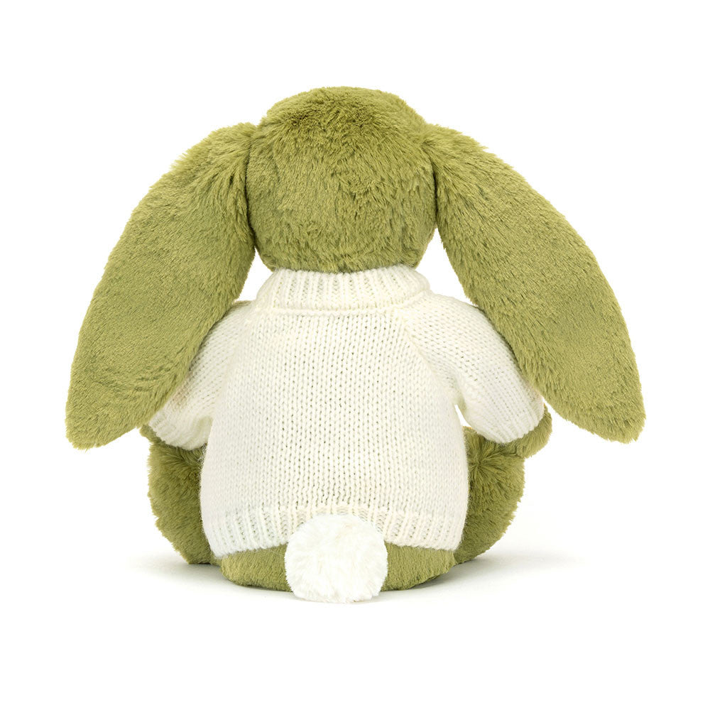 Bashful Moss Bunny with Personalised Cream Jumper