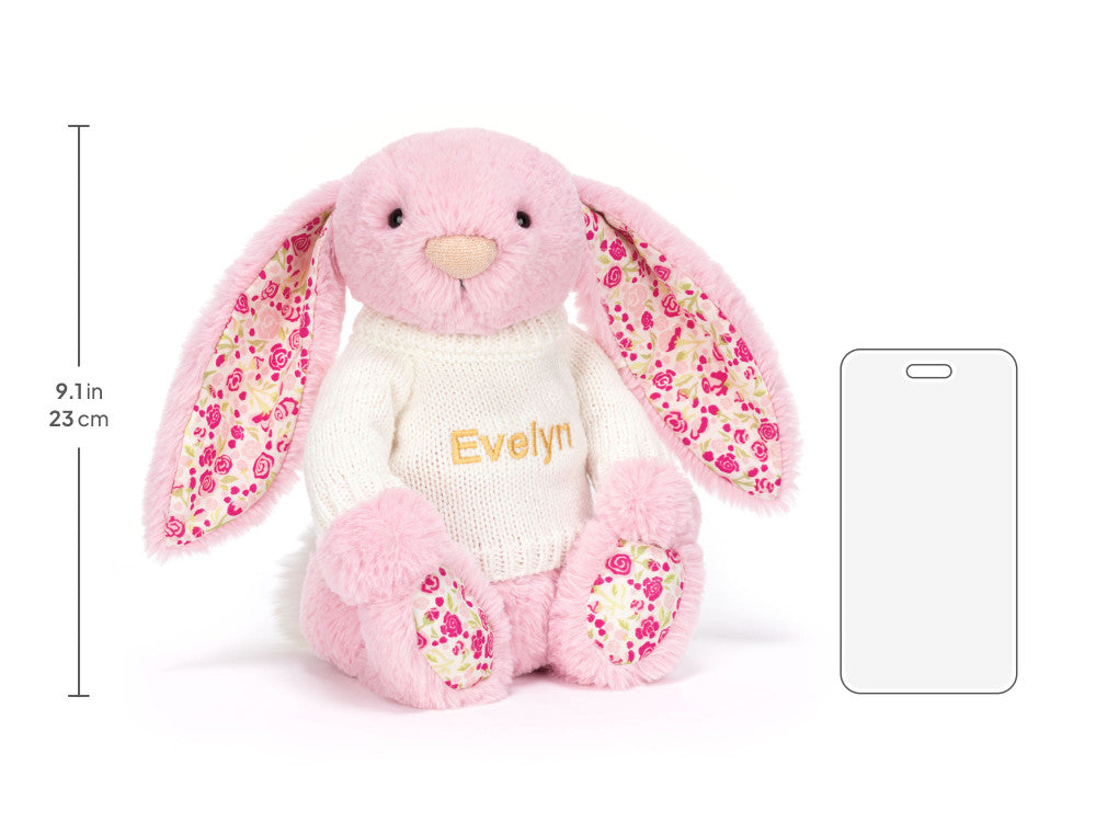 Blushkin Blossom Luxe Bunny with Personalised Cream Jumper