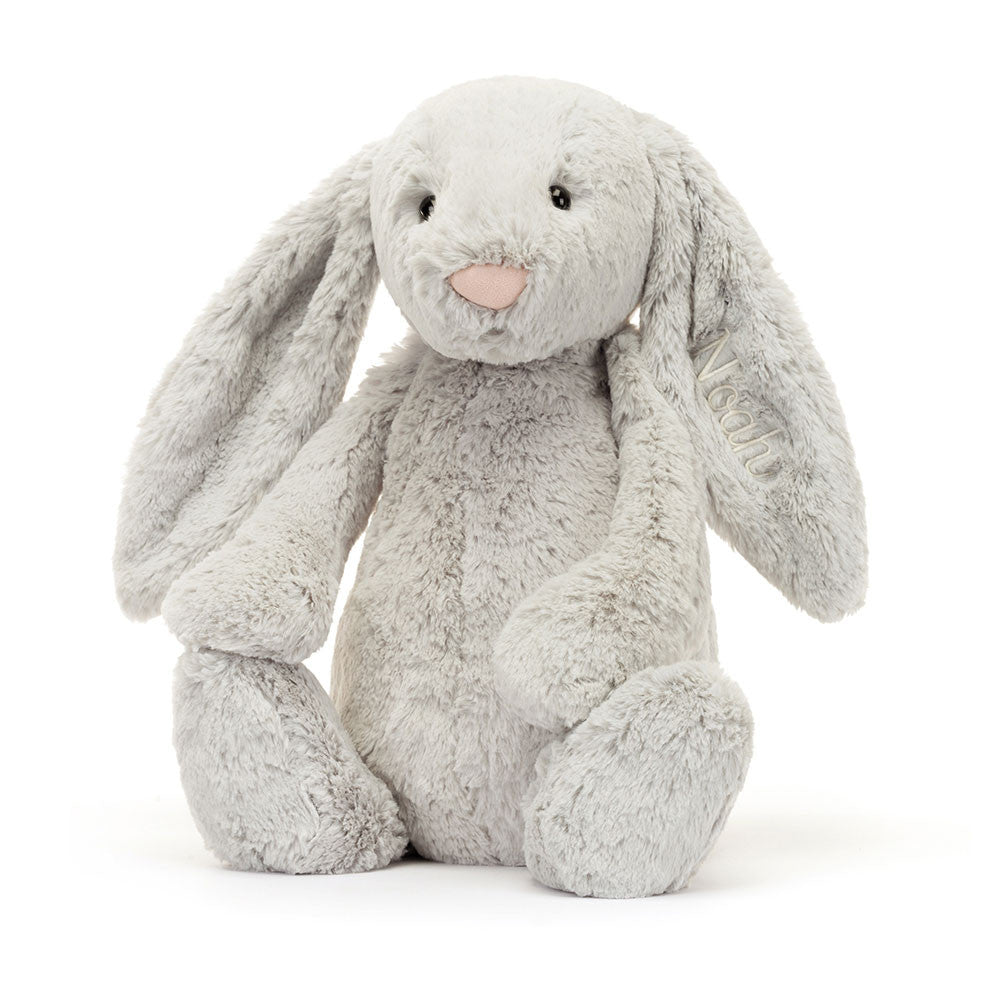 Personalised Bashful Silver Bunny Huge