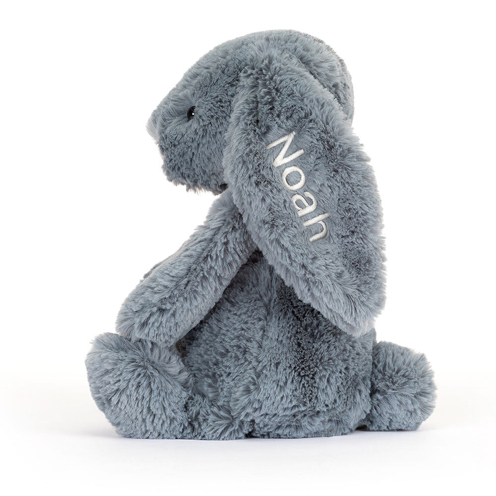 Personalised Bashful Dusky Blue Bunny Medium