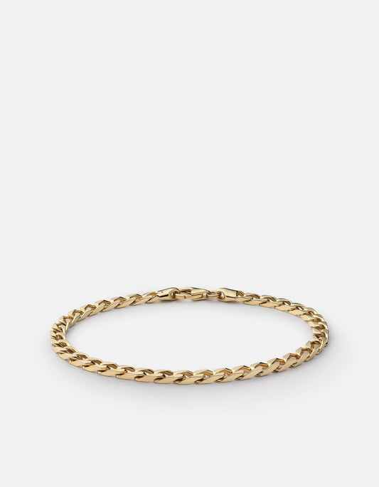 4mm Cuban Curb Chain Bracelet, Gold Vermeil