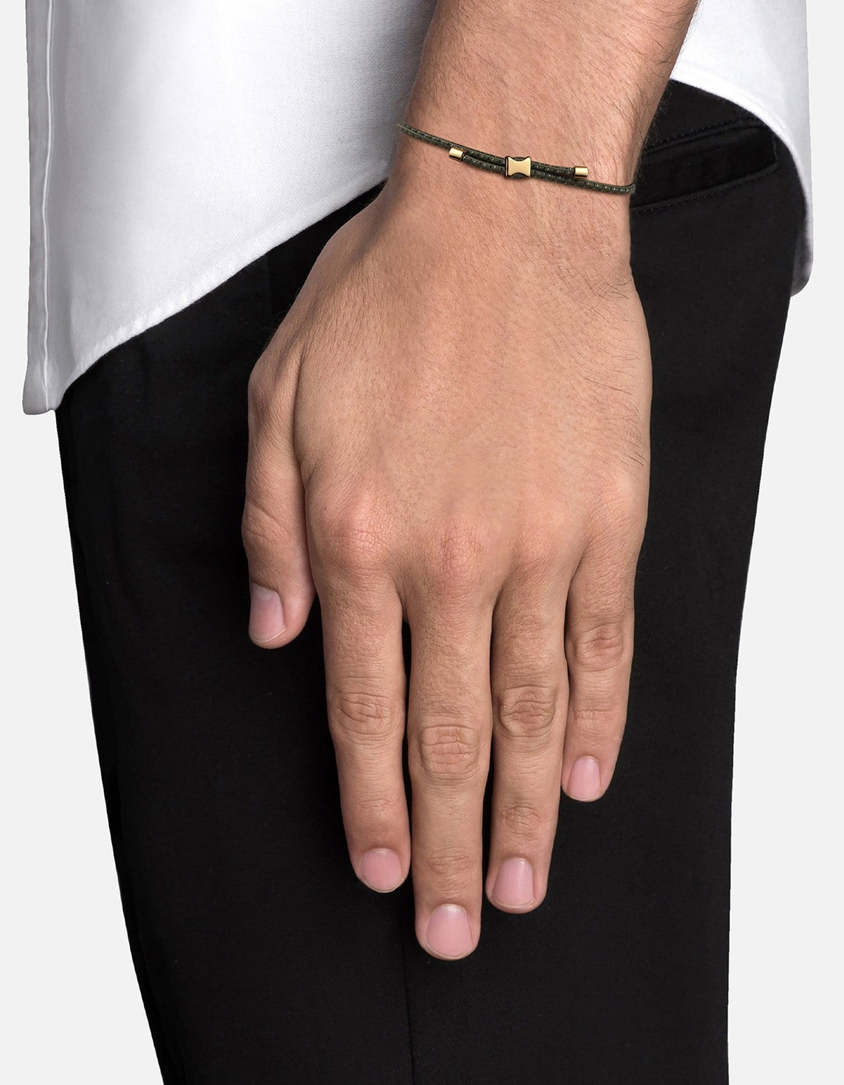 Orson Pull Bungee Rope Bracelet, Gold Vermeil / Solid Black