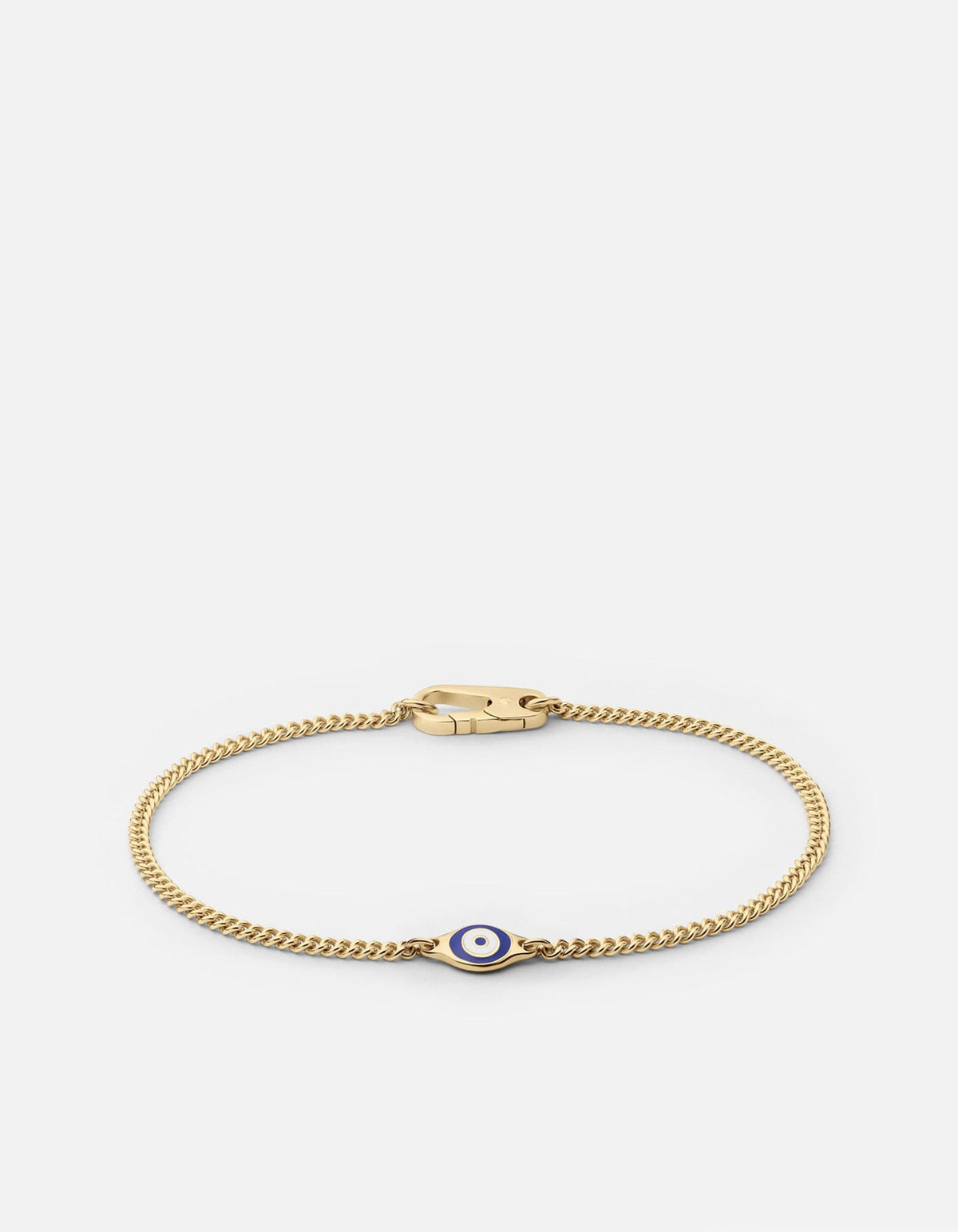 Single Evil Eye Chain Bracelet, Gold Vermeil / Blue