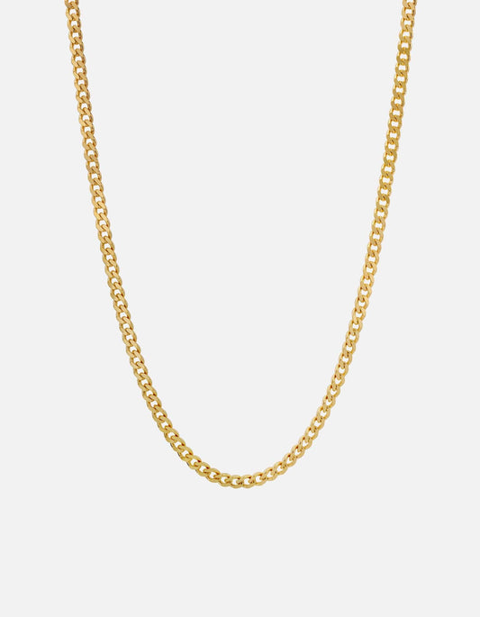 4mm Cuban Curb Chain Necklace, Gold Vermeil