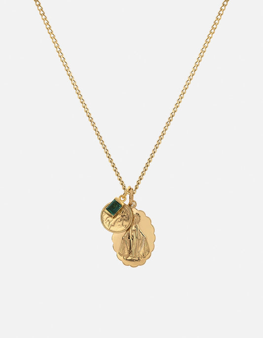 Mini Saints Agate Trilogy Pendant Necklace, Gold Vermeil