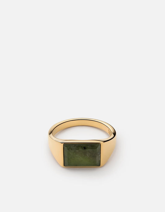 Lennox Jasper Signet Ring, Gold Vermeil