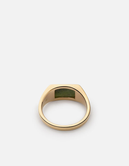 Lennox Jasper Signet Ring, Gold Vermeil