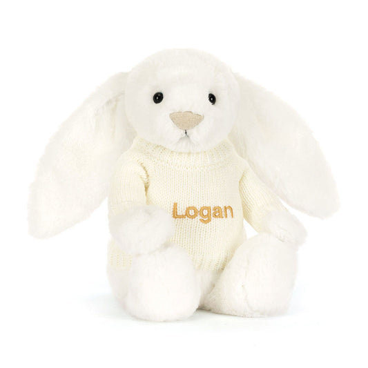 Bashful Luxe Bunny Luna with Personalised Cream Jumper