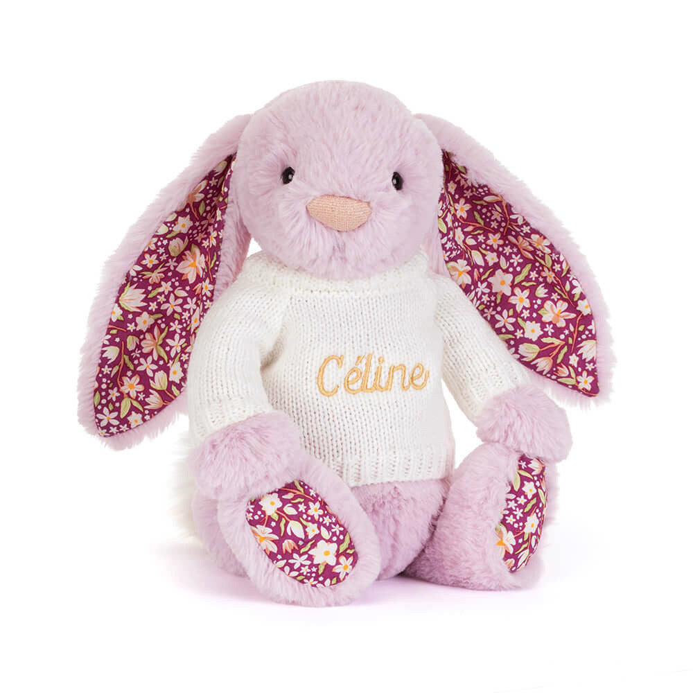 Thistlepop Blossom Luxe Bunny with Personalised Cream Jumper
