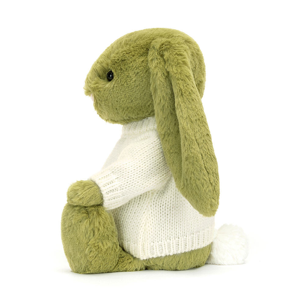 Bashful Moss Bunny with Personalised Cream Jumper