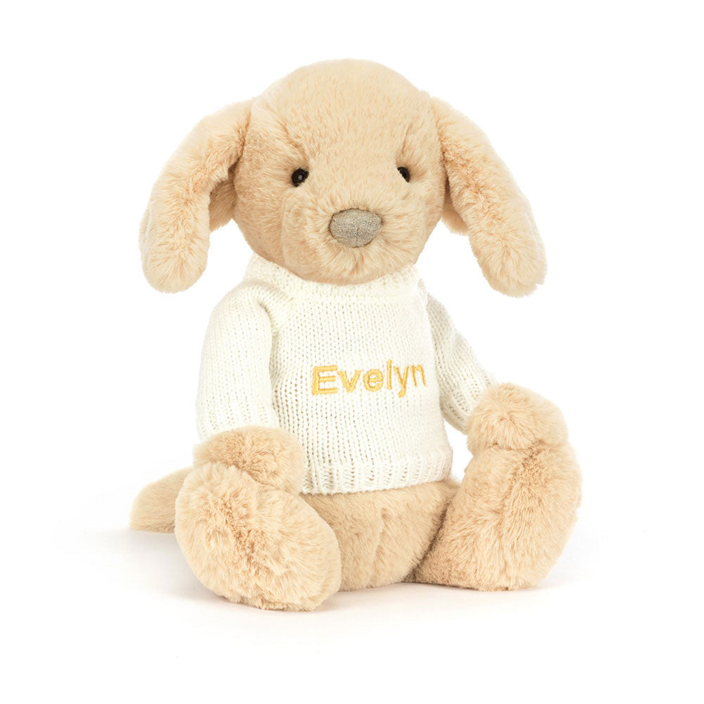 Bashful Luxe Puppy Orlando with Personalised Cream Jumper