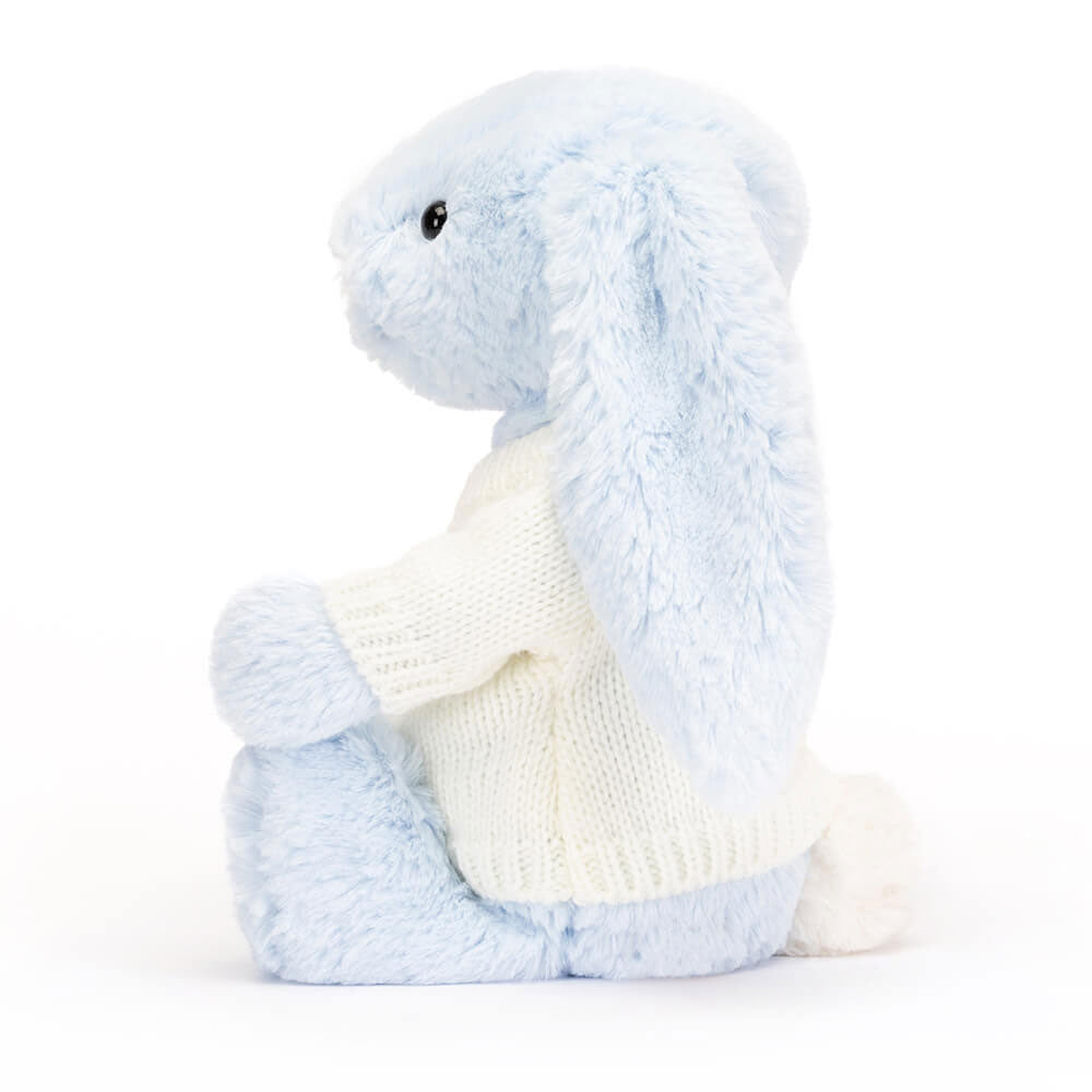 Bashful Blue Bunny with Personalised Cream Jumper