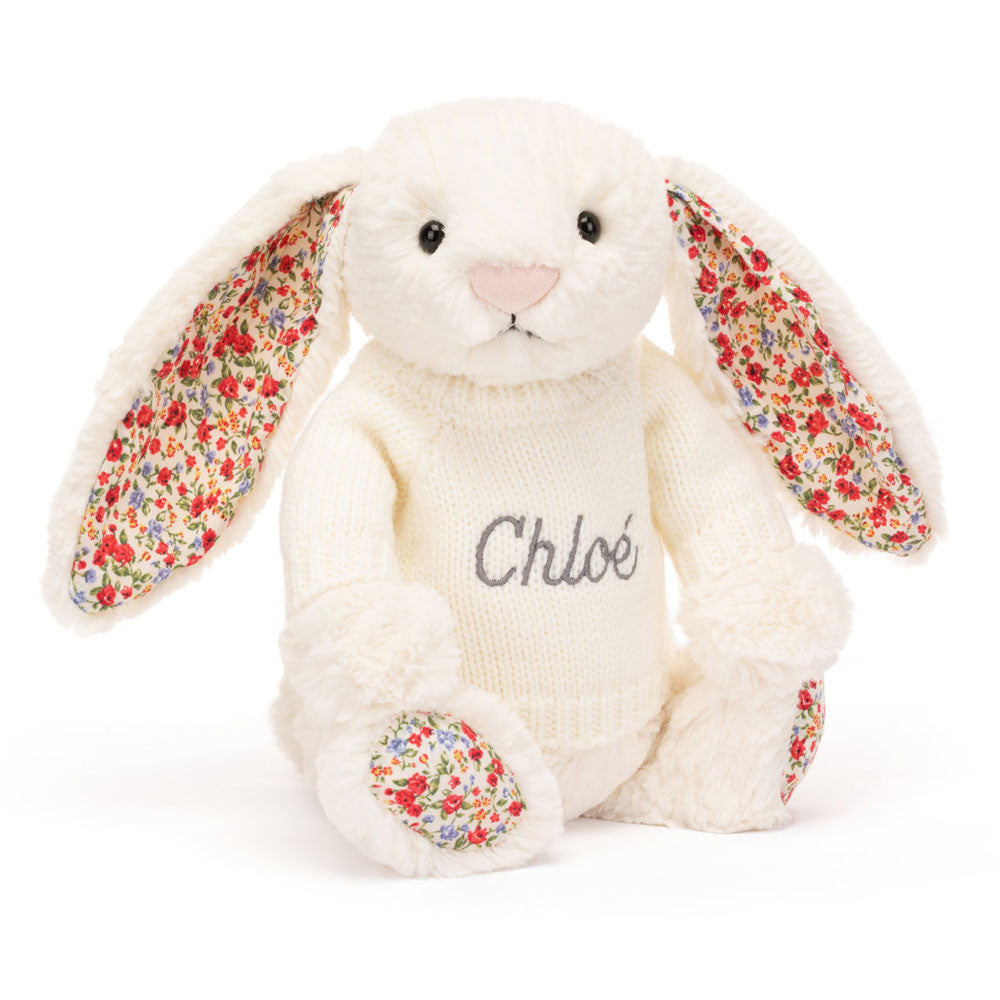 Blossom Cream Bunny with Personalised Cream Jumper
