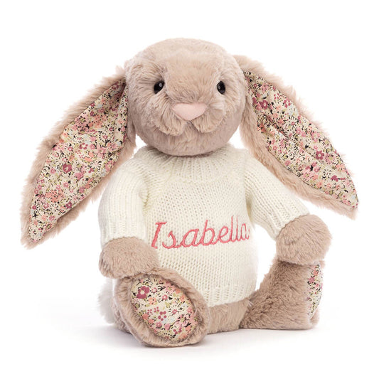 Blossom Bea Beige Bunny with Personalised Cream Jumper