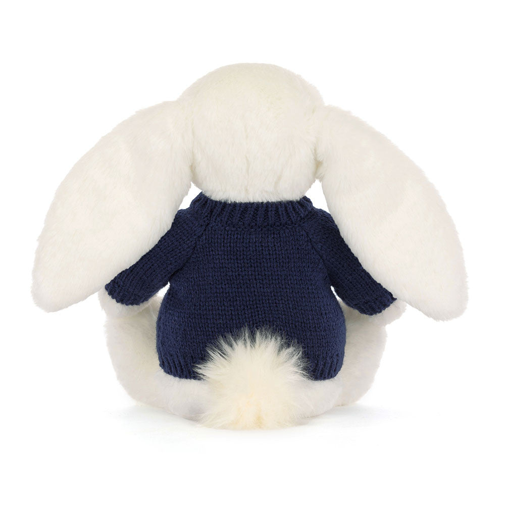 Bashful Luxe Bunny Luna with Personalised Navy Jumper