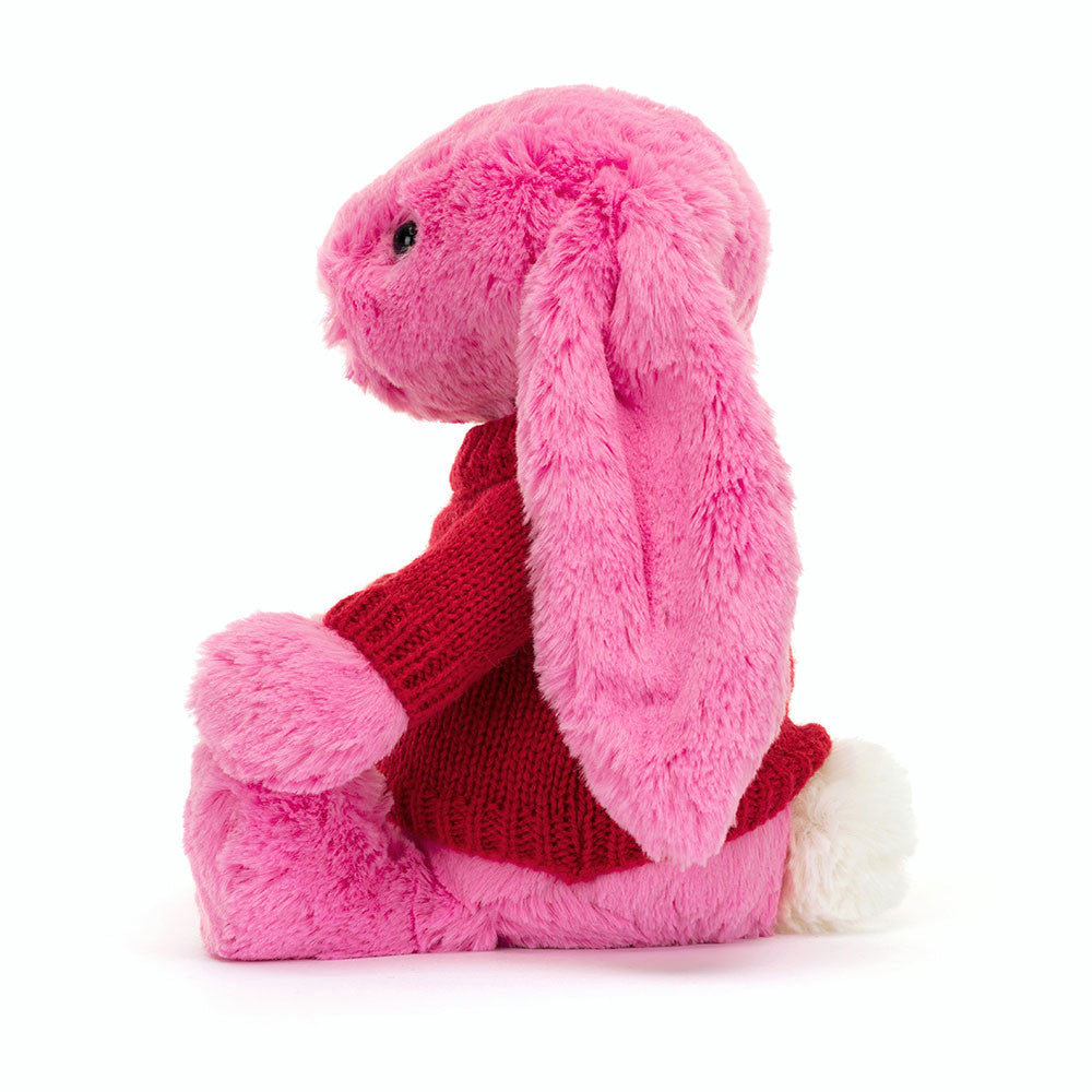 Bashful Hot Pink Bunny with Personalised Red Jumper