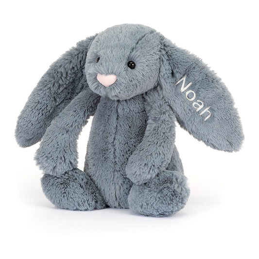 Personalised Bashful Dusky Blue Bunny Medium