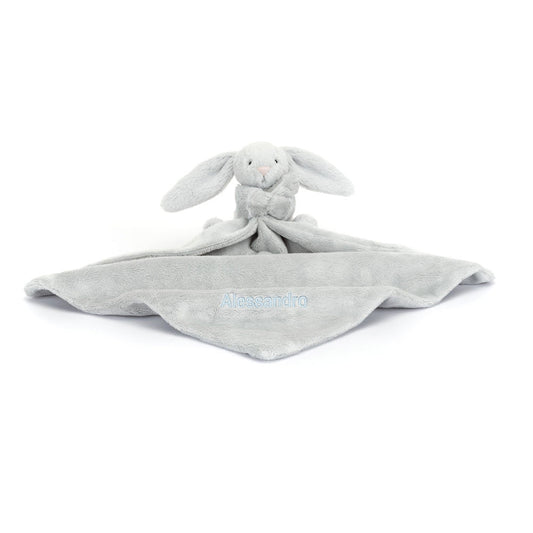Personalised Bashful Silver Bunny Soother